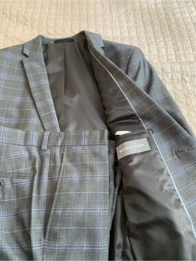 MICHAEL Michael Kors Gray Plaid Kids Suit Jacket & Pants
